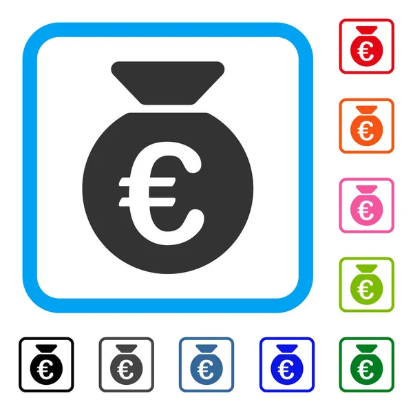 Euro Money Bag Framed Icon — Stock Vector