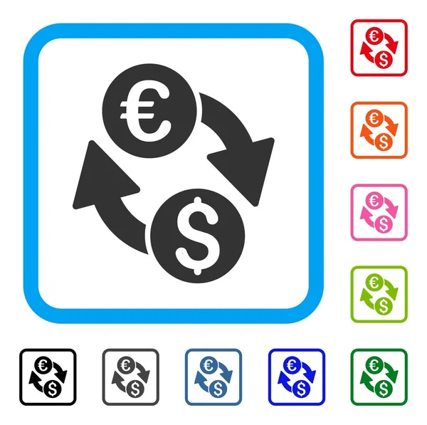 Euro Money Exchange Framed Icon — Stock Vector