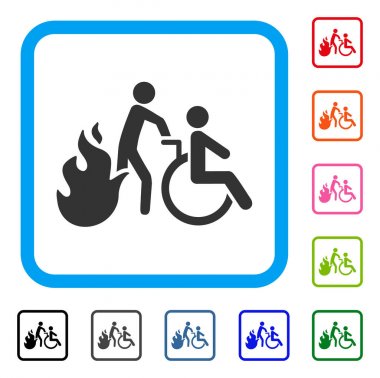 Yangın hasta tahliye simgesi çerçeveli