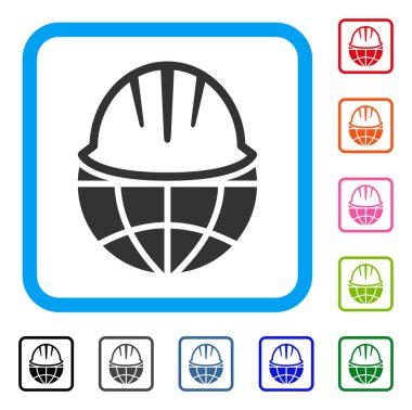 Küresel kask simgesi çerçeveli