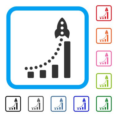 Roket başarı çubuk grafik simge çerçeveli