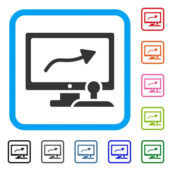 Monitor de Controle de Caminho Framed Icon — Vetor de Stock