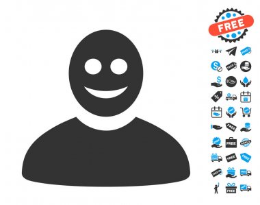 Ücretsiz Bonus ile mutlu kişi simgesi