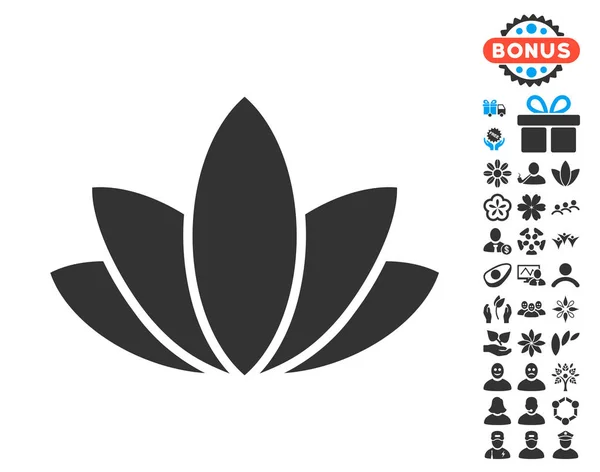 Lotus çiçek simgesi ücretsiz bonus — Stok Vektör