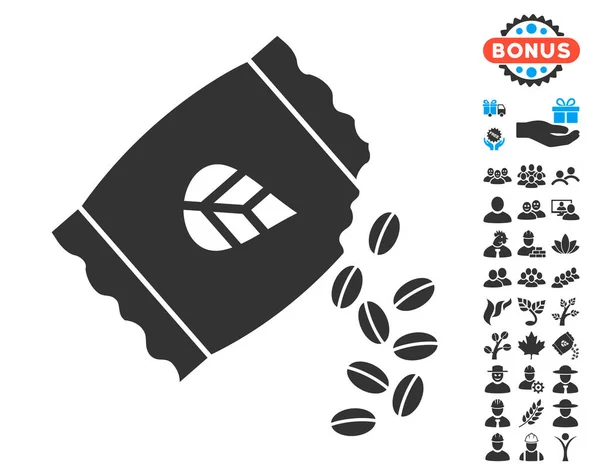 Zaaien van zaad Pack pictogram met gratis Bonus — Stockvector