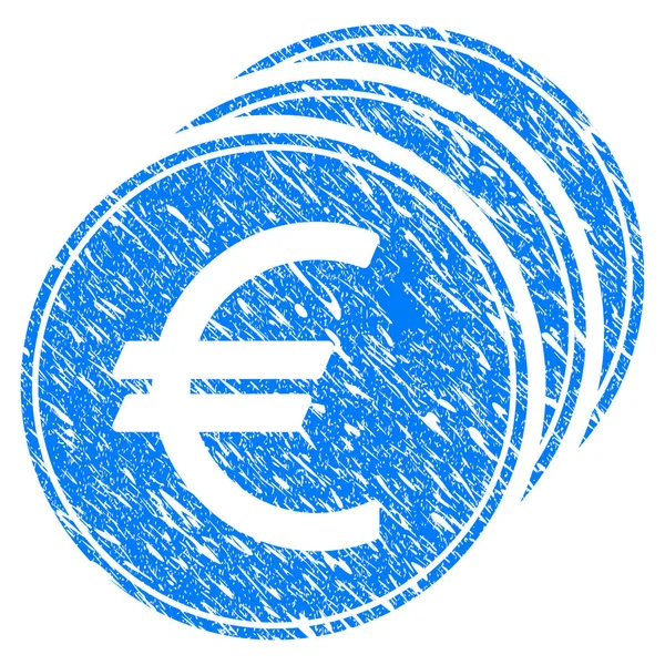 Euro Coins Grunge Icon — Stock Vector