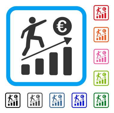 Euro iş büyüme simgesi çerçeveli