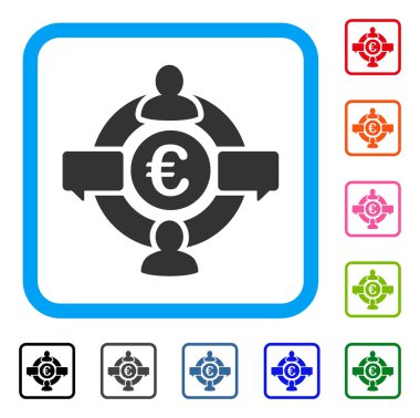 Euro sosyal ağ simge çerçeveli