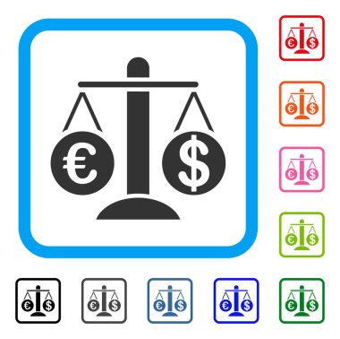 Para birimi Karşılaştır ölçekler simgesi çerçeveli