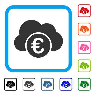 Bankacılık euro bulut simgesi çerçeveli