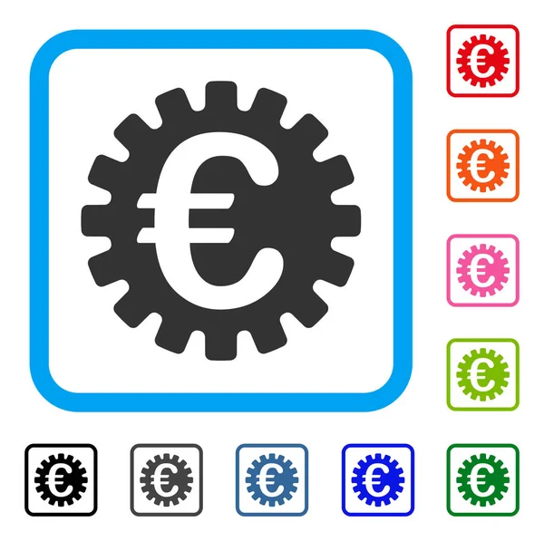Euro Cog oprawione ikona — Wektor stockowy