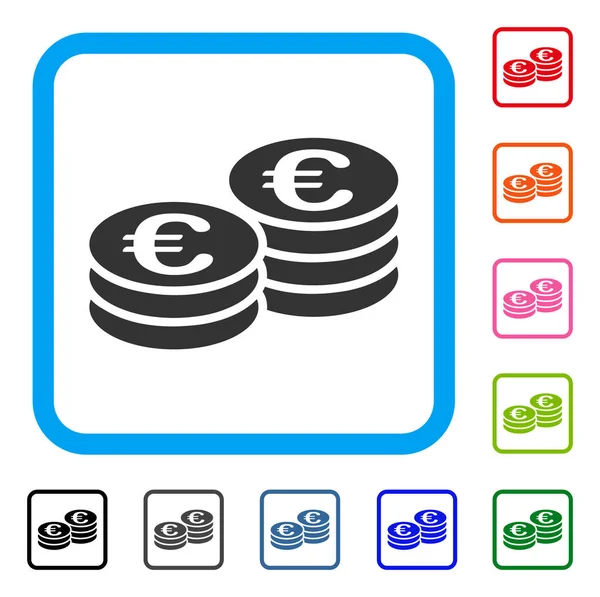 Euro Coins Framed Icon — Stock Vector