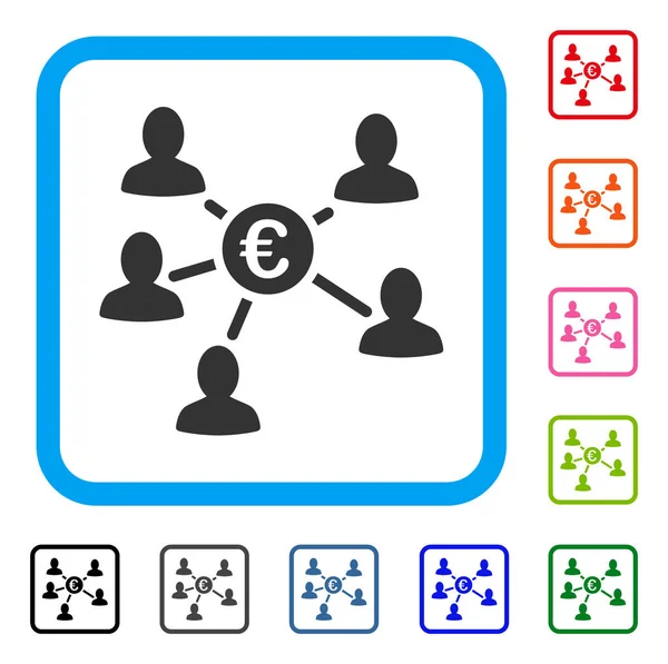 Euro Social Links Framed Icon — Stock Vector