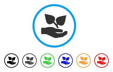 Flora bakım el yuvarlak simgesi