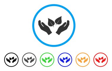 Flora bakım yuvarlak simge eller