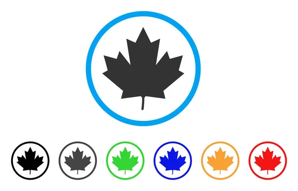 Icona arrotondata con foglia d'acero — Vettoriale Stock