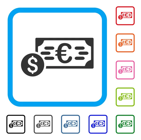 Dollar And Euro Cash Framed Icon — Stock Vector