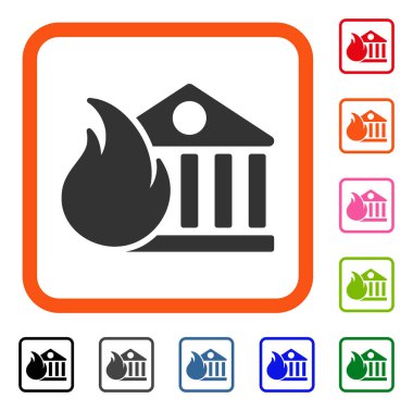 Banka yangın yangın felâketi simgesi çerçeveli