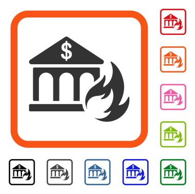 Banka yangın felaket simgesi çerçeveli