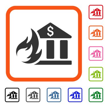 Banka yangın felaket simgesi çerçeveli
