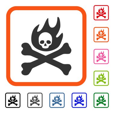 Kemikler yangın simgesi çerçeveli