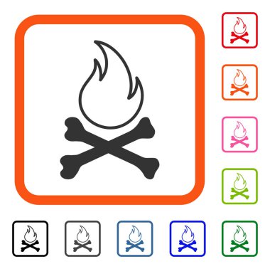 Kemikler cehennem ateşi simgesi çerçeveli