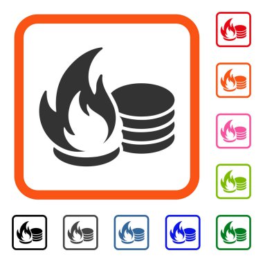 Paralar felaket çerçeveli simgesi ateş