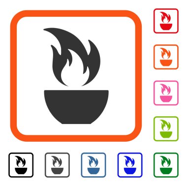 Yangın kase simgesi çerçeveli