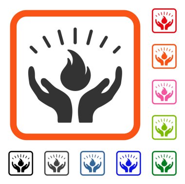 Yangın eller simgesini çerçeveli