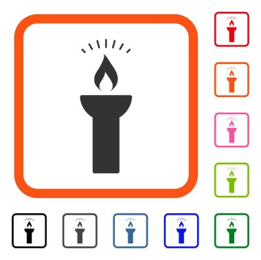 Yangın meşale ışığı simgesi çerçeveli