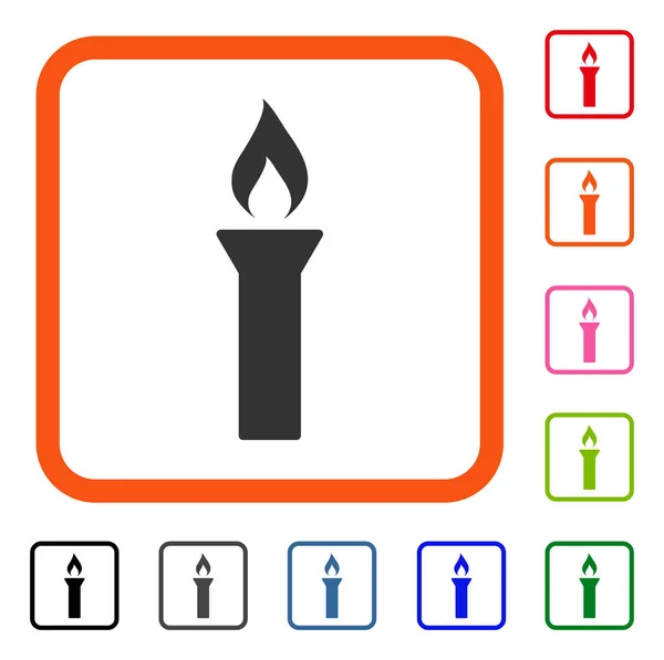 Fire Torch ingelijst pictogram — Stockvector