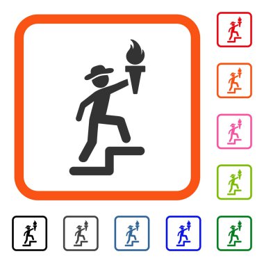 Cep feneri ile tırmanma beyefendi simgesi çerçeveli