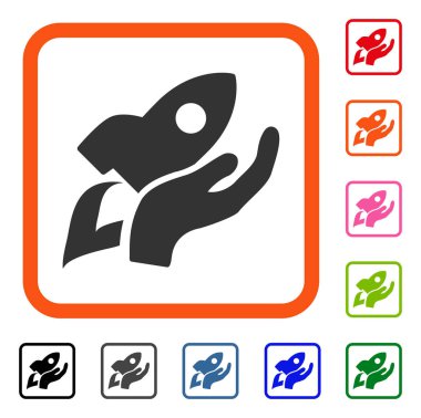 El ile Roket fırlatma simgesi çerçeveli