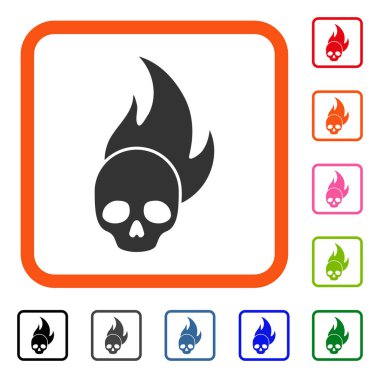 Kafatası yangın simgesi çerçeveli