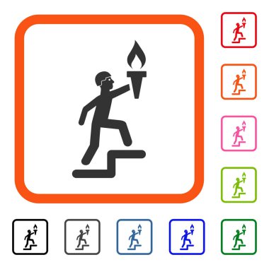 Cep feneri ile tırmanma asker simgesi çerçeveli