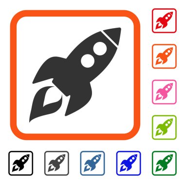 Uzay Roket fırlatma simgesi çerçeveli