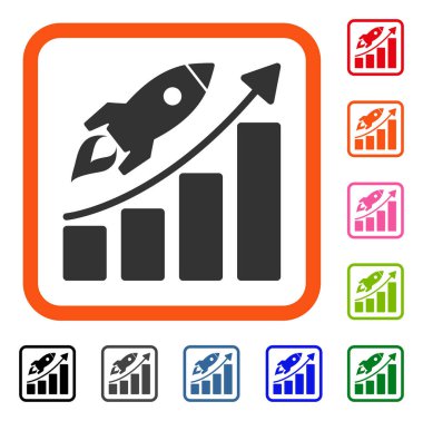 Başlangıç roket büyüme grafik simge çerçeveli