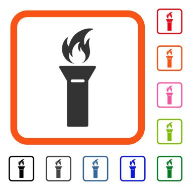 Meşale alevi simgesi çerçeveli