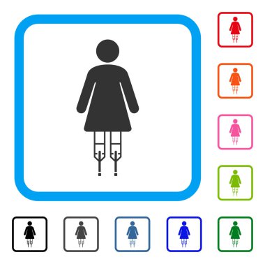 Kadın koltuk değneği simgesi çerçeveli