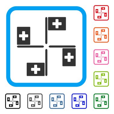 Hastane bayrak simgesi çerçeveli