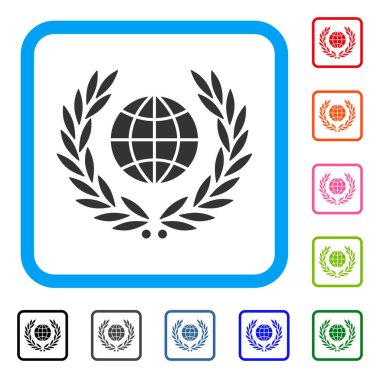 Küresel amblemi simgesi çerçeveli