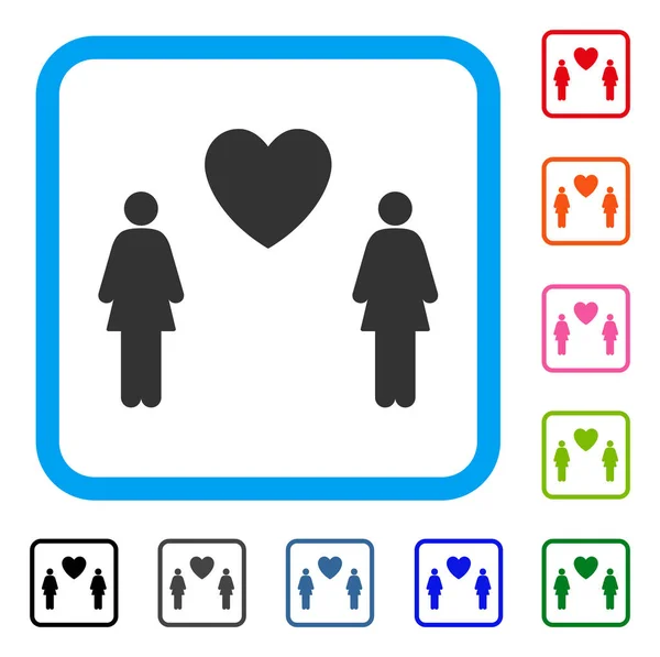 Lesbi liefde paar ingelijst pictogram — Stockvector