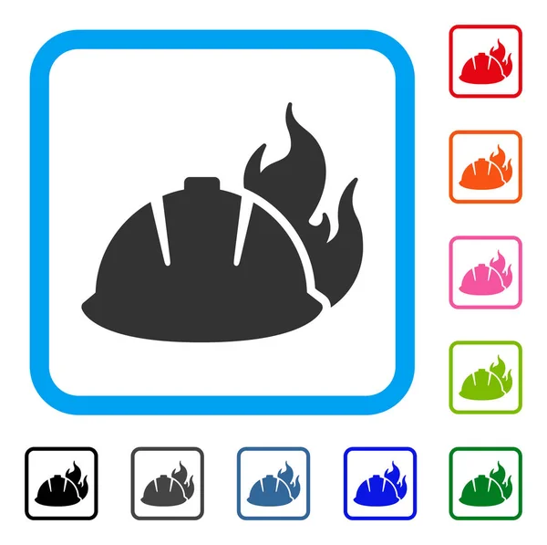 Casco de fuego Icono enmarcado — Vector de stock