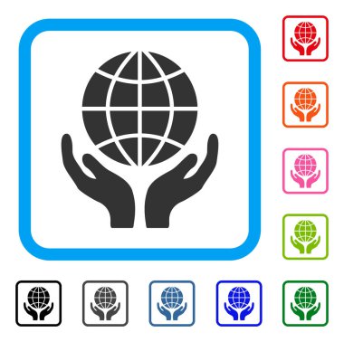 Küresel eller simgesini çerçeveli