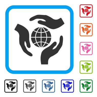 Küresel koruma simgesi çerçeveli