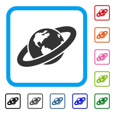 Halkalı gezegen simgesi çerçeveli