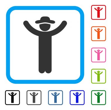 Eller yukarı beyefendi simgesi çerçeveli