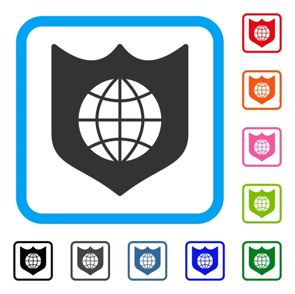 Global Shield Frameed піктограма — стоковий вектор