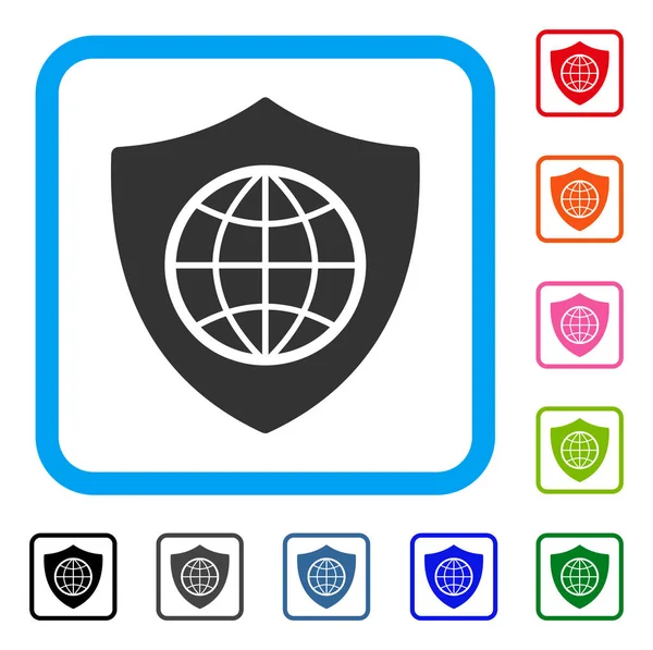 Global Shield Frameed піктограма — стоковий вектор