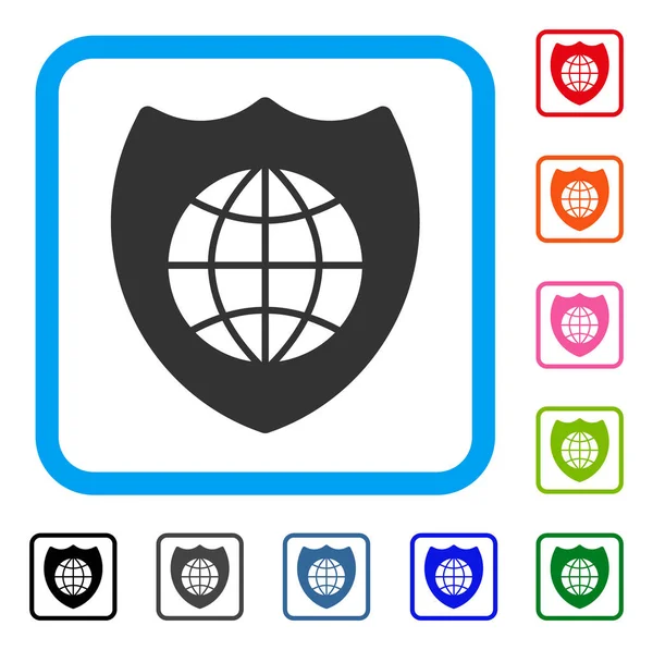 Global Shield Frameed піктограма — стоковий вектор